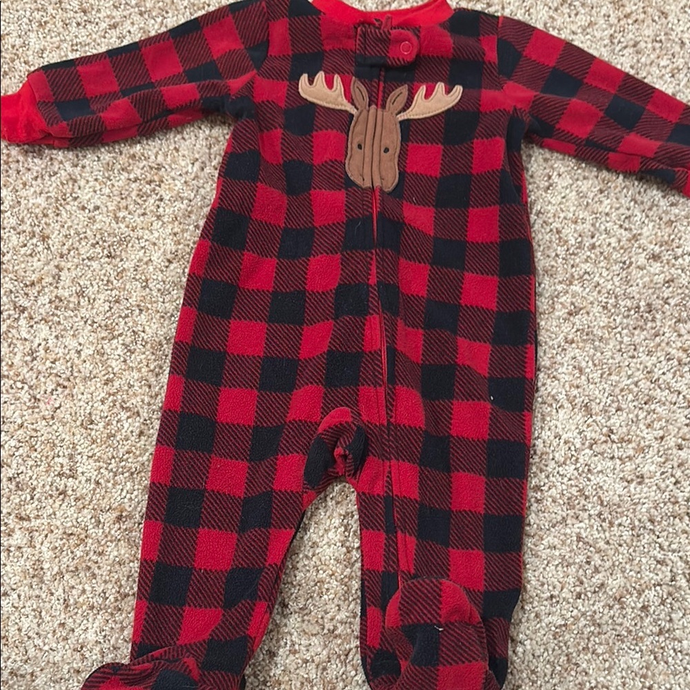 Carter's Red and Black Footies with Moose Appliqué